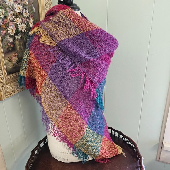 Cozy Woven Scarf Blanket with Fringe, Wrap, Shawl - Picture 3 of 7